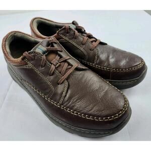 Clarks 1825 Mens 12 W Brown Leather Lace Up Oxfords Apron Toe Casual Shoes